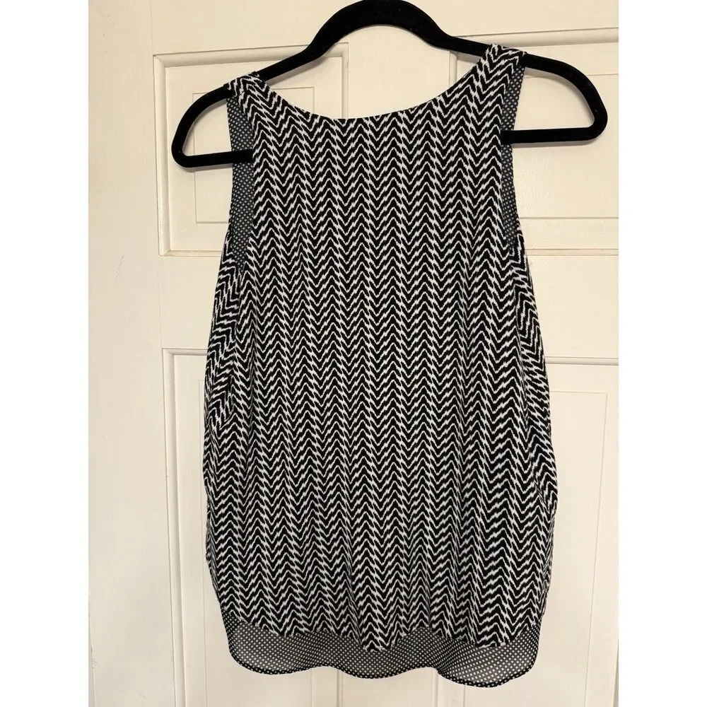 Cynthia Rowley Women's Black White Diamond Print Sleeveless Tank Top Size Small
